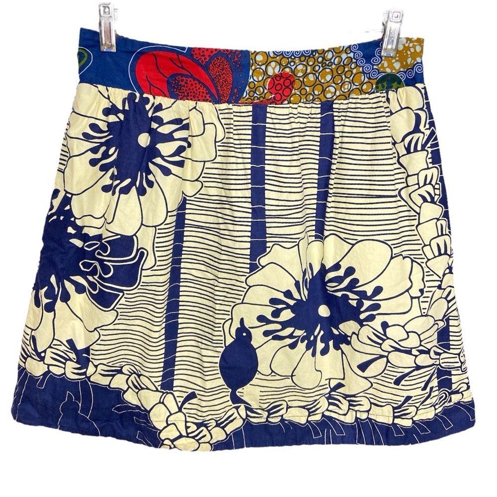 African mini cotton skirt multicolored size S
